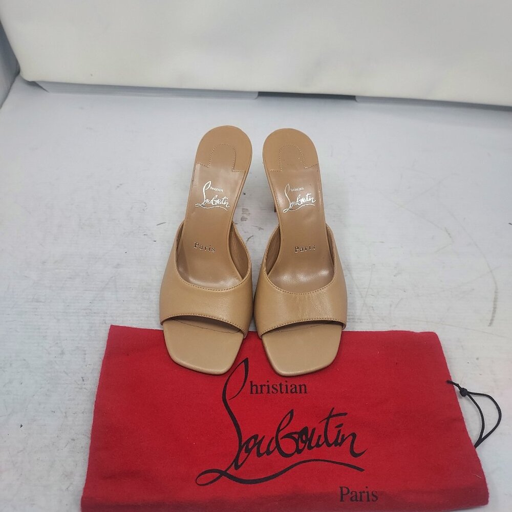 Christian Louboutin Toffee Beige Condora Leather Heel Sandal - Picture 4 of 10